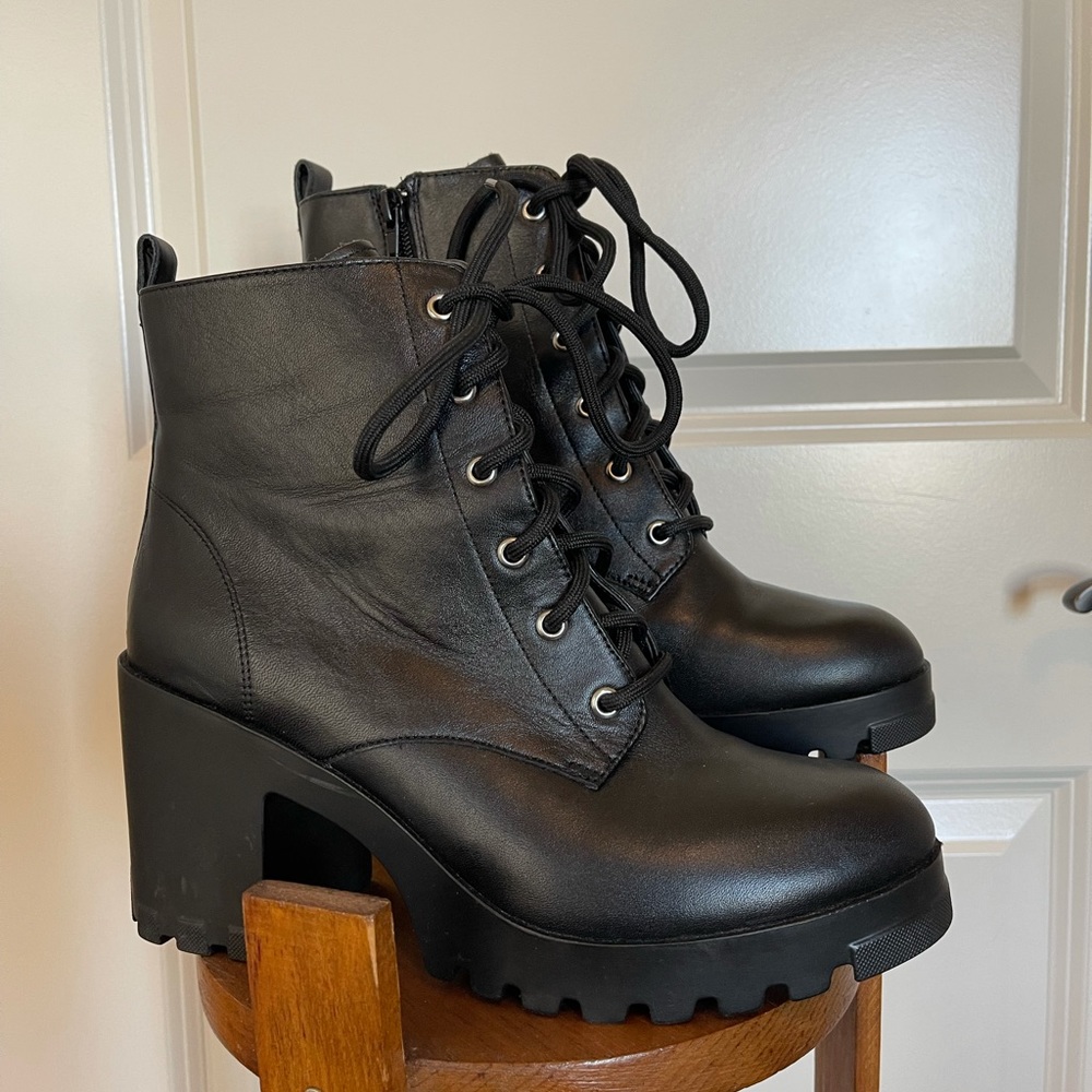 High heels Combat Booties- size 8- USED ONCE